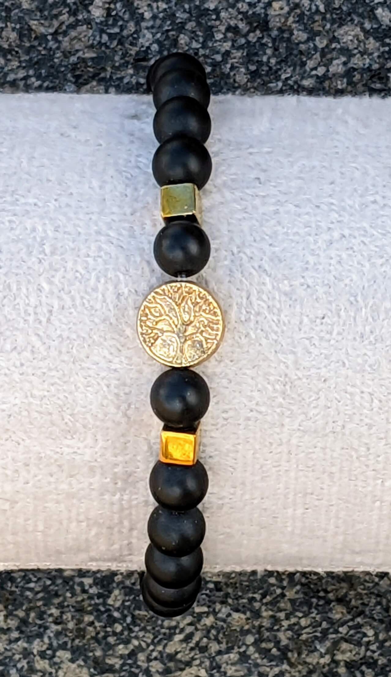 Black Onyx (6mm Bead Size) with Tree of Life