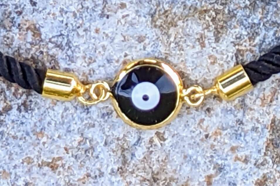 Black Evil Eye with Black Cord Bracelet