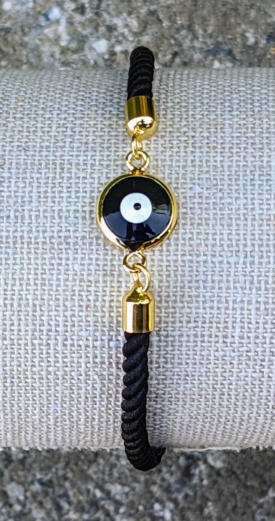 Black Evil Eye with Black Cord Bracelet