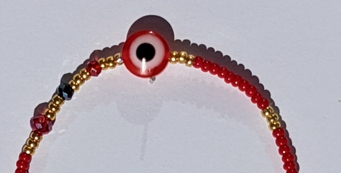 Red Evil Eye with Red Chaquira Bracelet