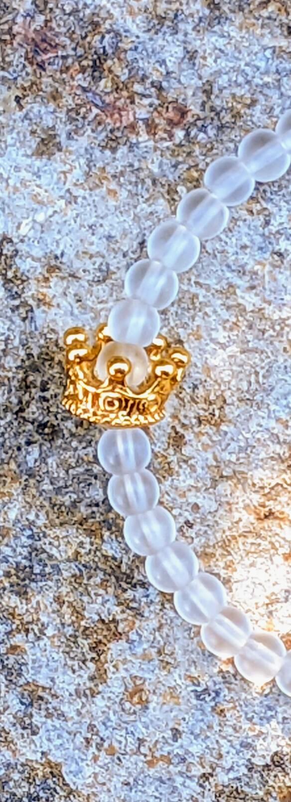 Clear Quartz Bracelet with Golden Crown