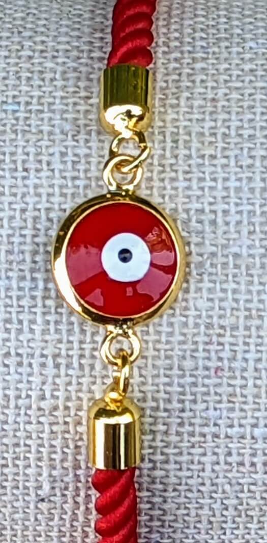 Red Evil Eye (Flat) with Red Cord Bracelet