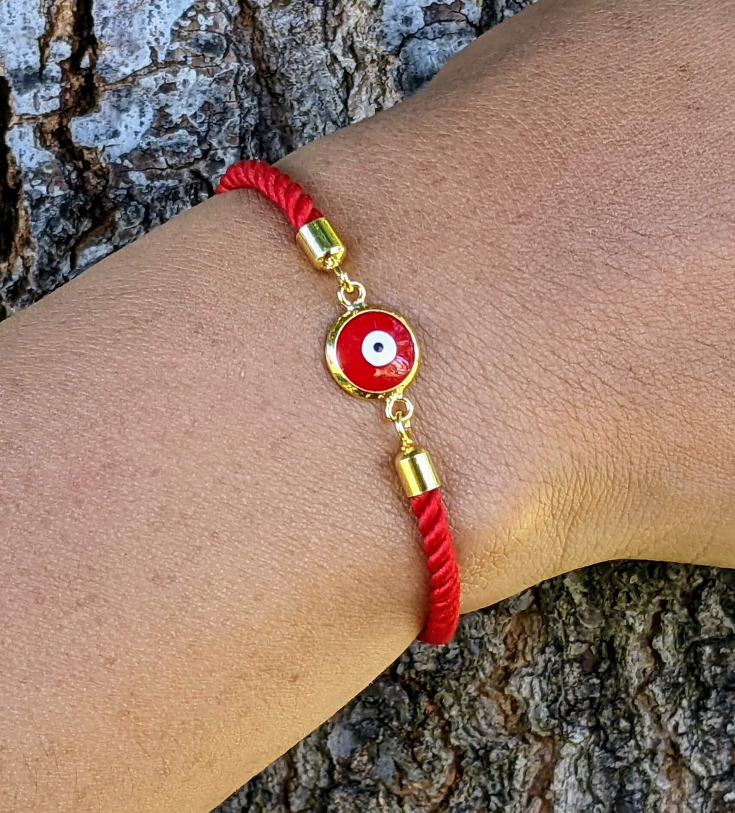 Red Evil Eye (Flat) with Red Cord Bracelet