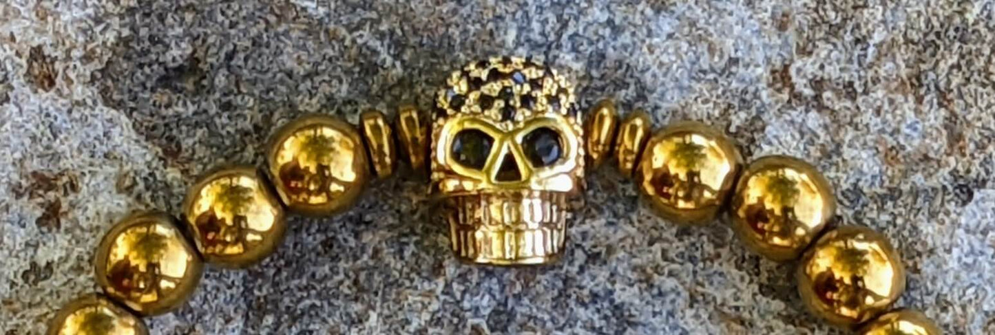 Gold Skull with Gold Hematite