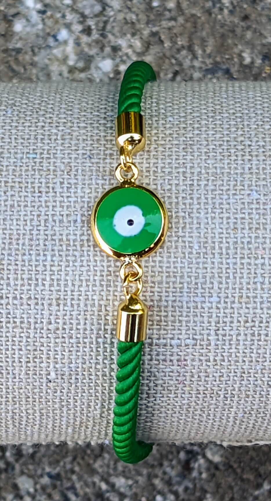 Green Evil Eye with Green Cord Bracelet