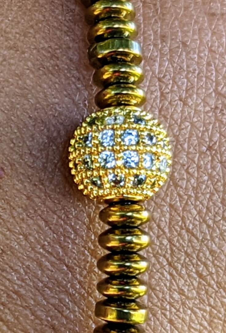 Gold Zirconia Ball with Golden Hematite Discs