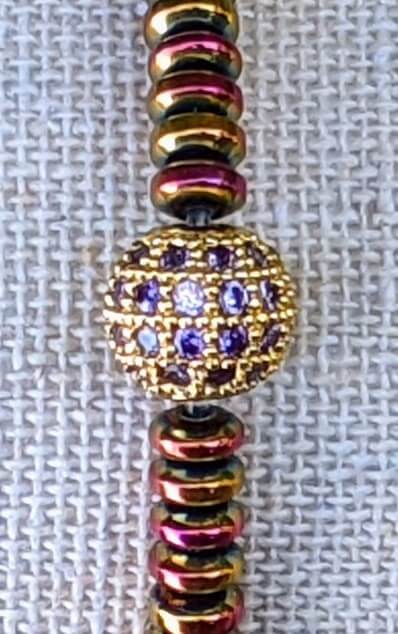 Gold & Purple Zirconia Ball with Golden Purple Hematite Discs