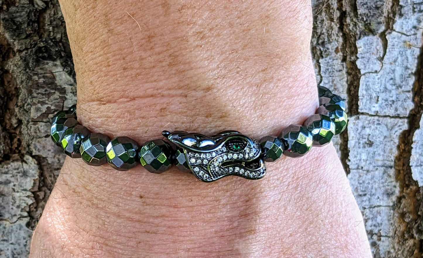 Black Dragon with Hematite Beads