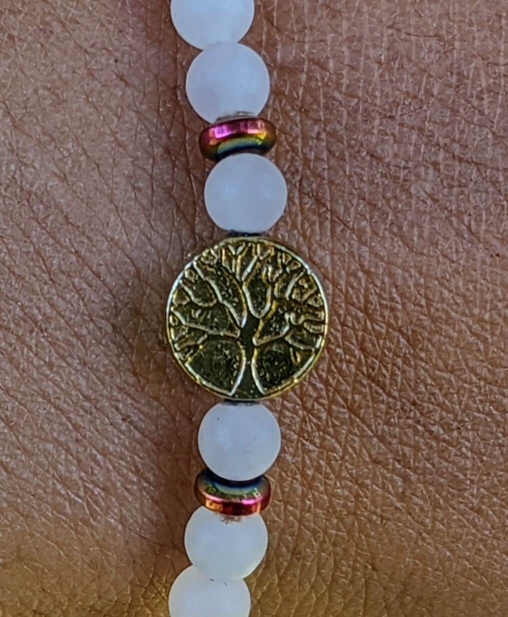 Rose Quartz Bracelet with Tree of Life & Hematite Spacers