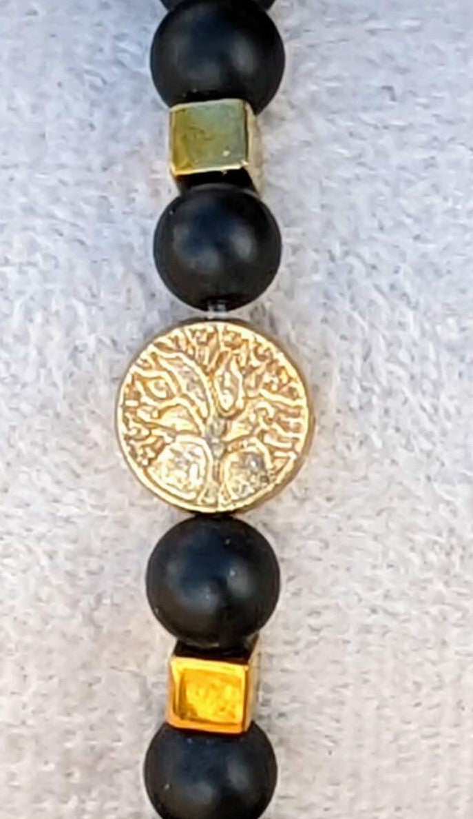 Black Onyx (6mm Bead Size) with Tree of Life