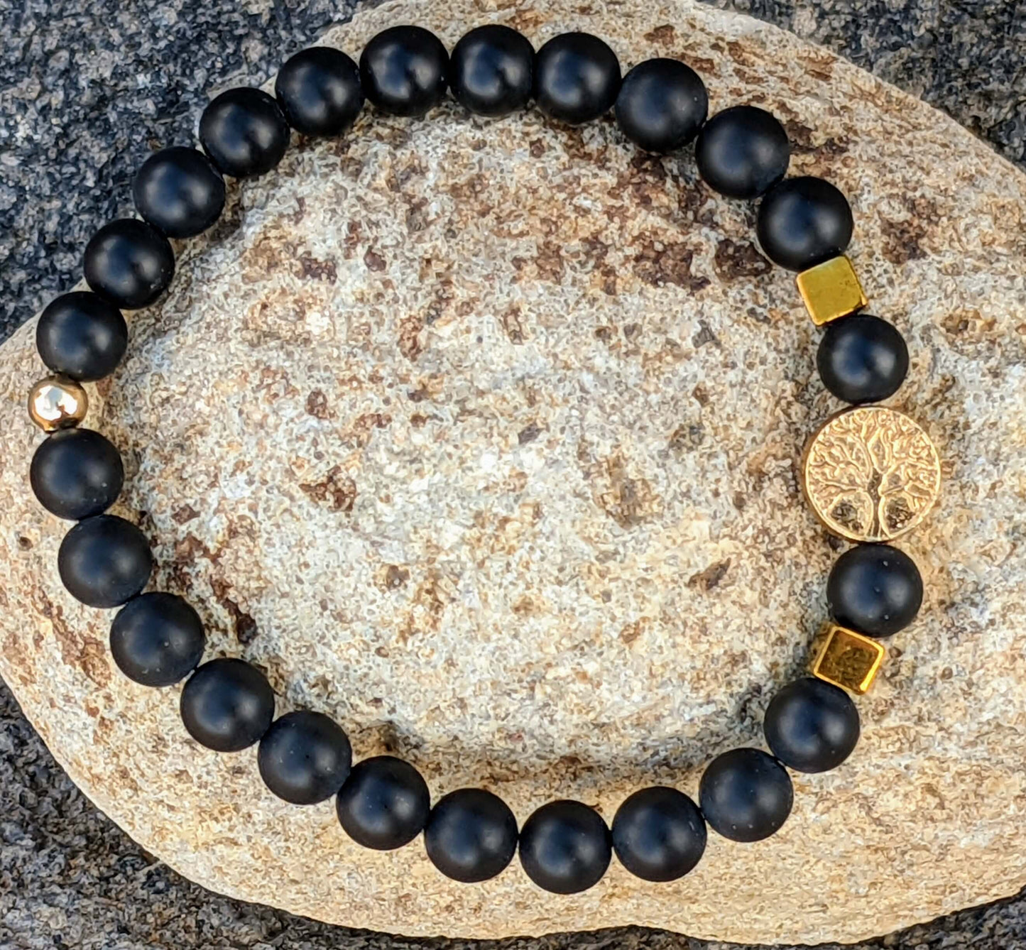 Black Onyx (6mm Bead Size) with Tree of Life