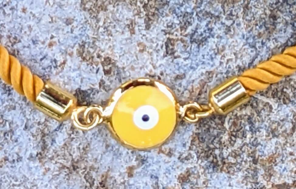 Yellow Evil Eye with Yellow Cord Bracelet