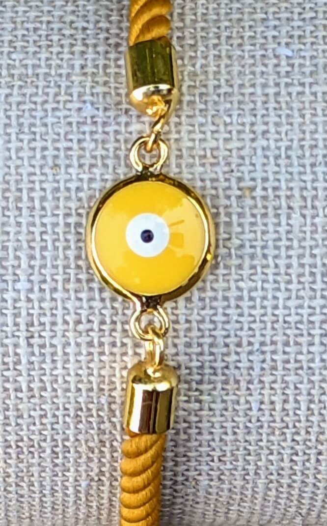 Yellow Evil Eye with Yellow Cord Bracelet